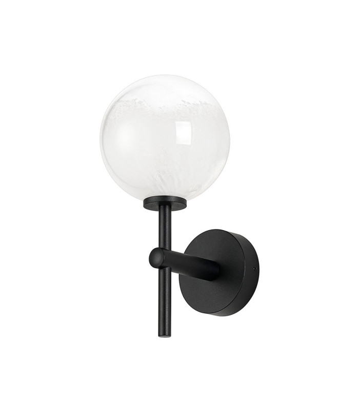 Tivoli Medium Arm Wall Light 1 Light G9 IP44 Satin Black/White/Clear Two-Tone Snow Specks Round Glass-4