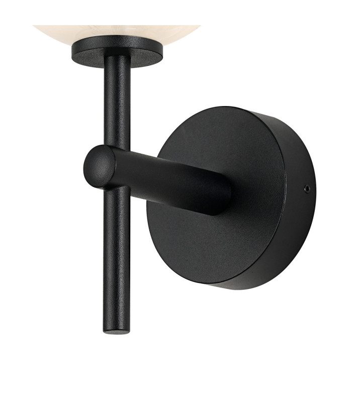 Tivoli Medium Arm Wall Light 1 Light G9 IP44 Satin Black/White/Clear Two-Tone Snow Specks Round Glass-5