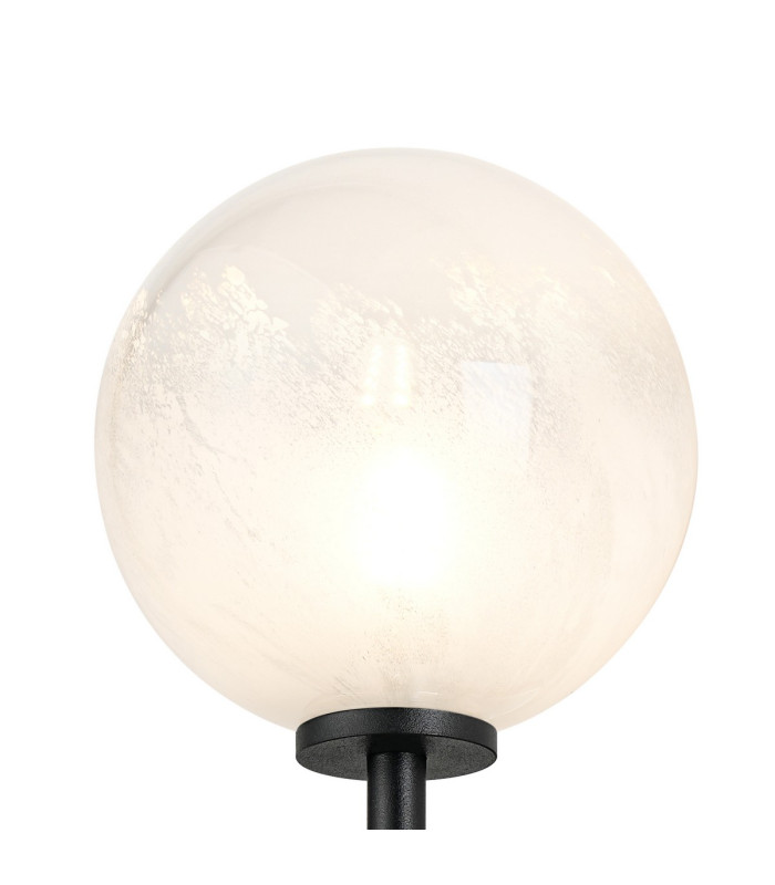 Tivoli Medium Arm Wall Light 1 Light G9 IP44 Satin Black/White/Clear Two-Tone Snow Specks Round Glass-6