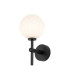 Tivoli Medium Arm Wall Light 1 Light G9 IP44 Satin Black/Opal Round Segment Glass-1