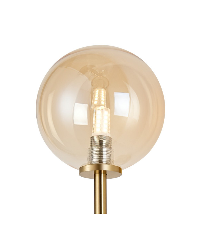 Tivoli Medium Arm Wall Light 2 Light G9 IP44 Brass Gold/Amber Smooth Round Glass-7