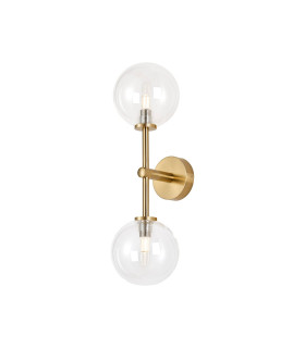 Tivoli Medium Arm Wall Light 2 Light G9 IP44 Brass Gold/Clear Smooth Round Glass-1