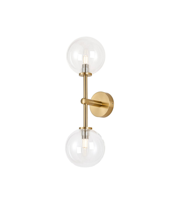 Tivoli Medium Arm Wall Light 2 Light G9 IP44 Brass Gold/Clear Smooth Round Glass-1