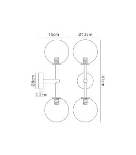 Tivoli Medium Arm Wall Light 2 Light G9 IP44 Brass Gold/Clear Smooth Round Glass-2