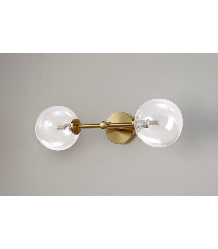 Tivoli Medium Arm Wall Light 2 Light G9 IP44 Brass Gold/Clear Smooth Round Glass-13