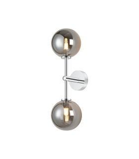 Tivoli Medium Arm Wall Light 2 Light G9 IP44 Polished Chrome/Smoke Smooth Round Glass-1
