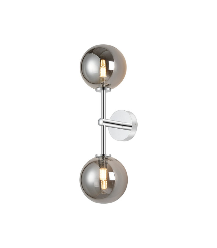 Tivoli Medium Arm Wall Light 2 Light G9 IP44 Polished Chrome/Smoke Smooth Round Glass-1