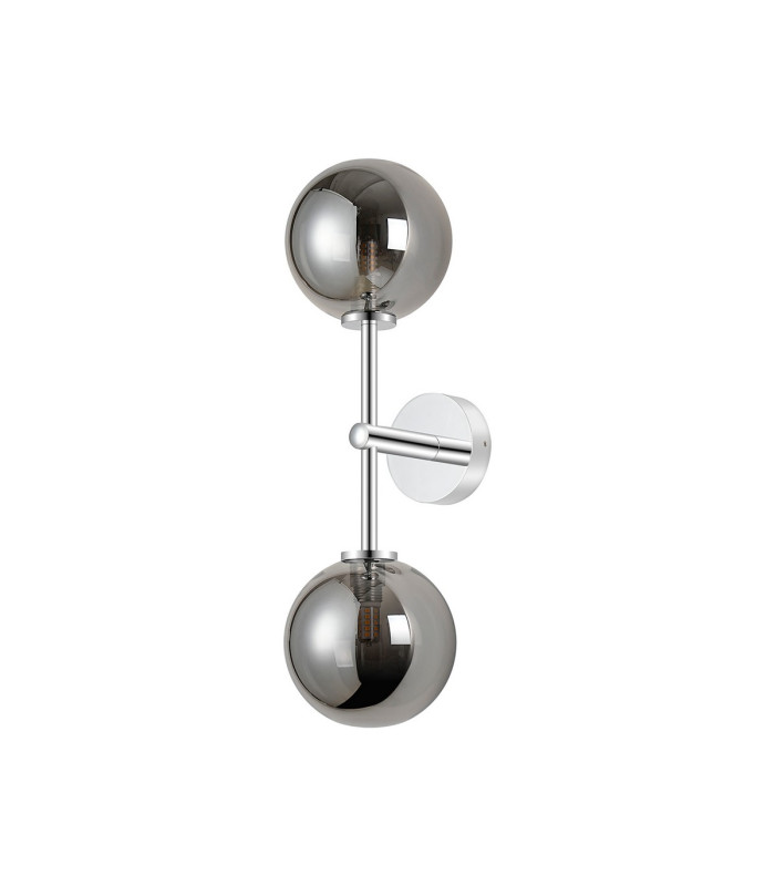 Tivoli Medium Arm Wall Light 2 Light G9 IP44 Polished Chrome/Smoke Smooth Round Glass-4