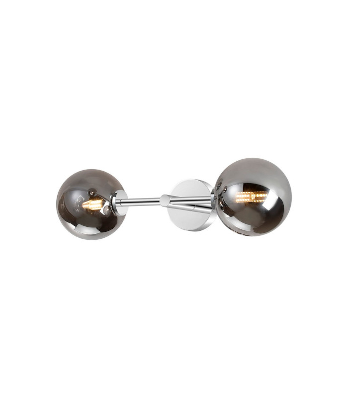 Tivoli Medium Arm Wall Light 2 Light G9 IP44 Polished Chrome/Smoke Smooth Round Glass-5