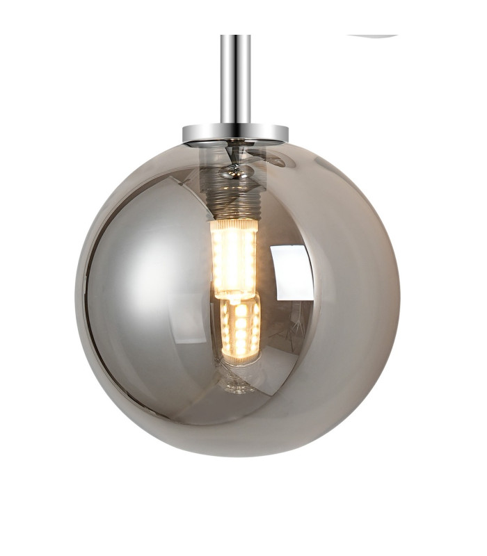 Tivoli Medium Arm Wall Light 2 Light G9 IP44 Polished Chrome/Smoke Smooth Round Glass-6
