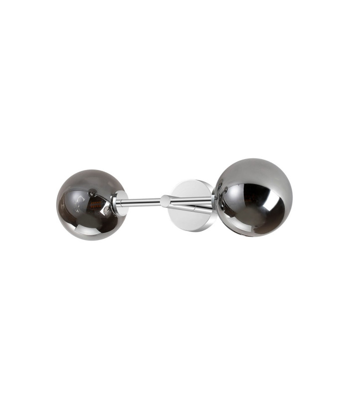 Tivoli Medium Arm Wall Light 2 Light G9 IP44 Polished Chrome/Smoke Smooth Round Glass-9