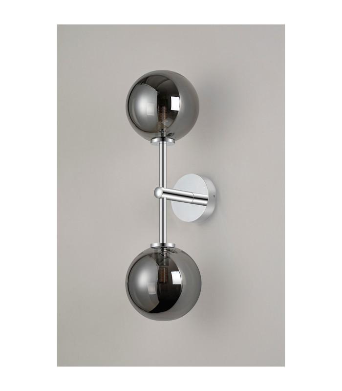 Tivoli Medium Arm Wall Light 2 Light G9 IP44 Polished Chrome/Smoke Smooth Round Glass-10