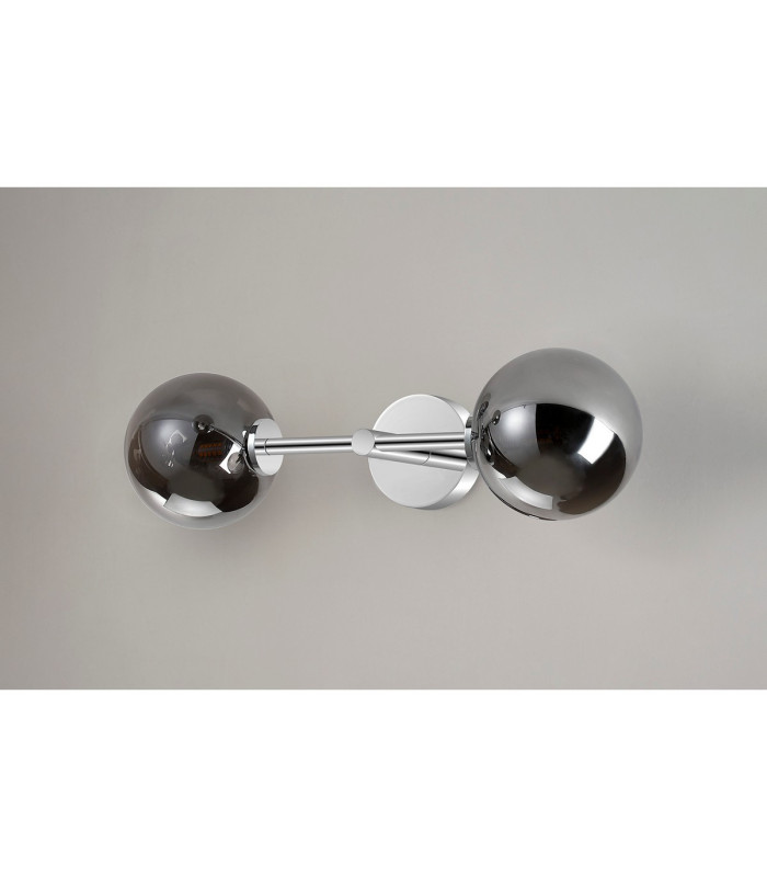 Tivoli Medium Arm Wall Light 2 Light G9 IP44 Polished Chrome/Smoke Smooth Round Glass-12