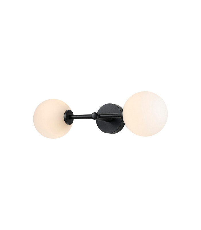 Tivoli Medium Arm Wall Light 2 Light G9 IP44 Satin Black/Opal Smooth Round Glass-5
