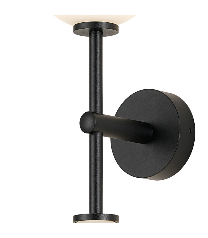Tivoli Medium Arm Wall Light 2 Light G9 IP44 Satin Black/Opal Smooth Round Glass-8