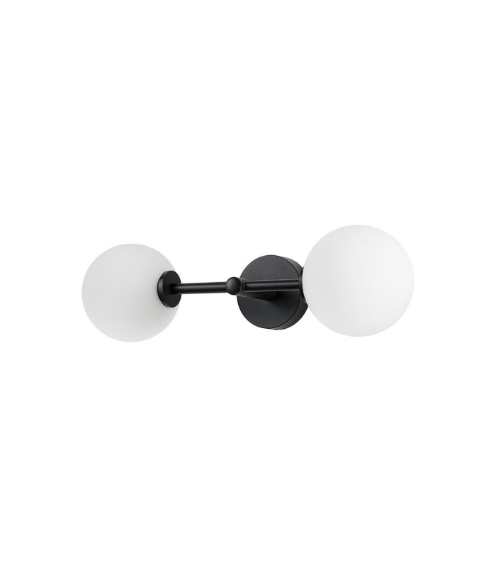 Tivoli Medium Arm Wall Light 2 Light G9 IP44 Satin Black/Opal Smooth Round Glass-9