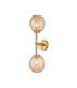 Tivoli Medium Arm Wall Light 2 Light G9 IP44 Brass Gold/Amber Ribbed Round Glass-1