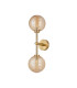 Tivoli Medium Arm Wall Light 2 Light G9 IP44 Brass Gold/Amber Ribbed Round Glass-4