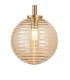 Tivoli Medium Arm Wall Light 2 Light G9 IP44 Brass Gold/Amber Ribbed Round Glass-6
