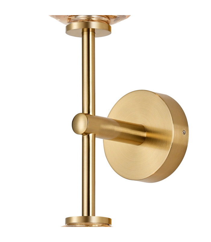 Tivoli Medium Arm Wall Light 2 Light G9 IP44 Brass Gold/Amber Ribbed Round Glass-8