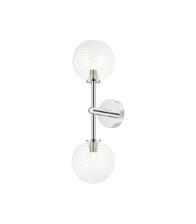 Tivoli Medium Arm Wall Light 2 Light G9 IP44 Polished Chrome/Clear Ribbed Round Glass-1