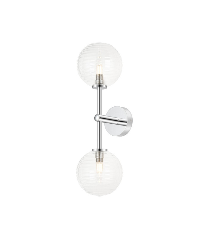 Tivoli Medium Arm Wall Light 2 Light G9 IP44 Polished Chrome/Clear Ribbed Round Glass-1