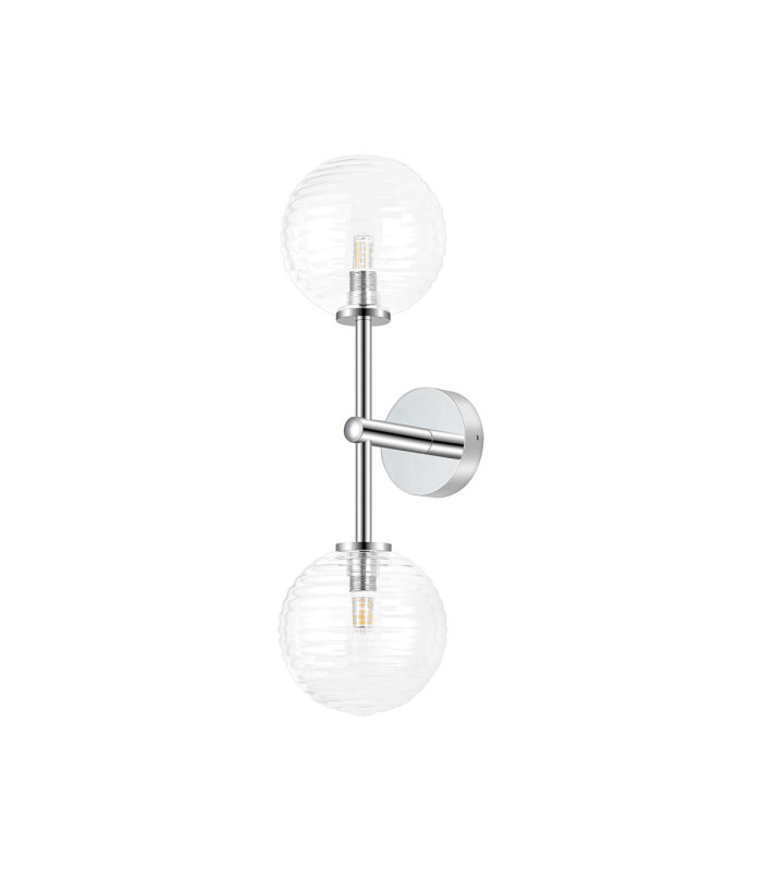 Tivoli Medium Arm Wall Light 2 Light G9 IP44 Polished Chrome/Clear Ribbed Round Glass-4