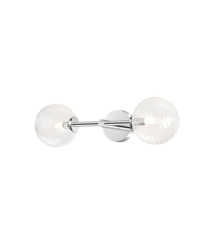 Tivoli Medium Arm Wall Light 2 Light G9 IP44 Polished Chrome/Clear Ribbed Round Glass-5