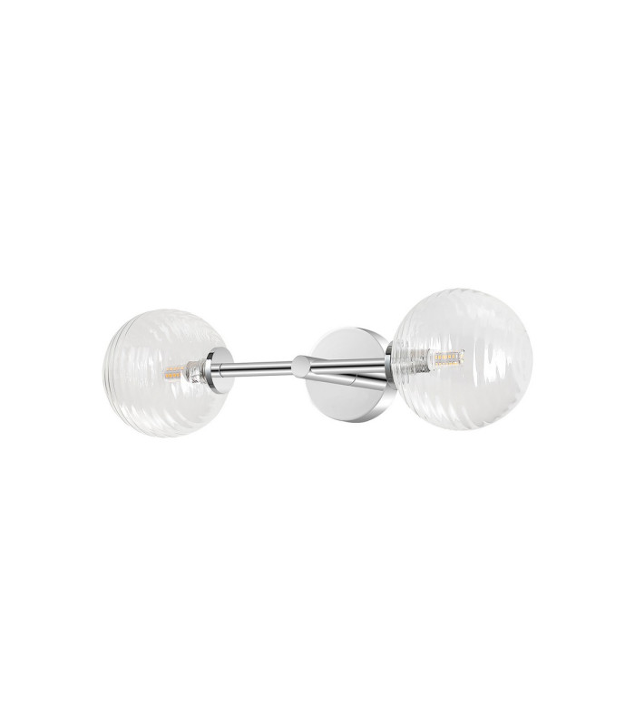 Tivoli Medium Arm Wall Light 2 Light G9 IP44 Polished Chrome/Clear Ribbed Round Glass-6