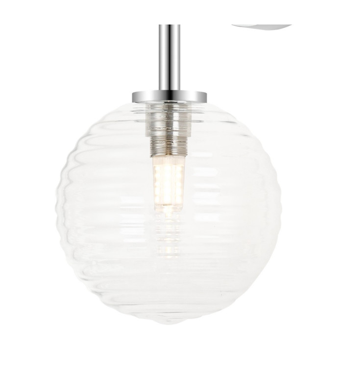 Tivoli Medium Arm Wall Light 2 Light G9 IP44 Polished Chrome/Clear Ribbed Round Glass-9