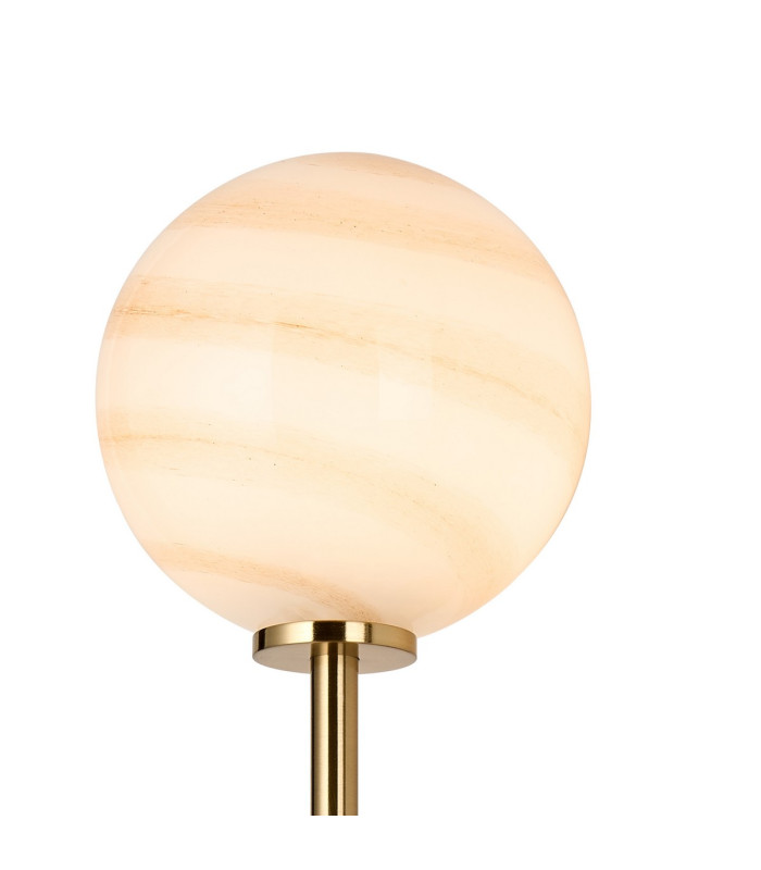 Tivoli Medium Arm Wall Light 2 Light G9 IP44 Brass Gold/Brown Round Marble Effect Glass-6