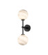 Tivoli Medium Arm Wall Light 2 Light G9 IP44 Satin Black/Grey Round Marble Effect Glass-1