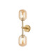 Tivoli Medium Arm Wall Light 2 Light G9 IP44 Brass Gold/Amber Smooth Tubular Glass-1