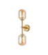 Tivoli Medium Arm Wall Light 2 Light G9 IP44 Brass Gold/Amber Smooth Tubular Glass-4