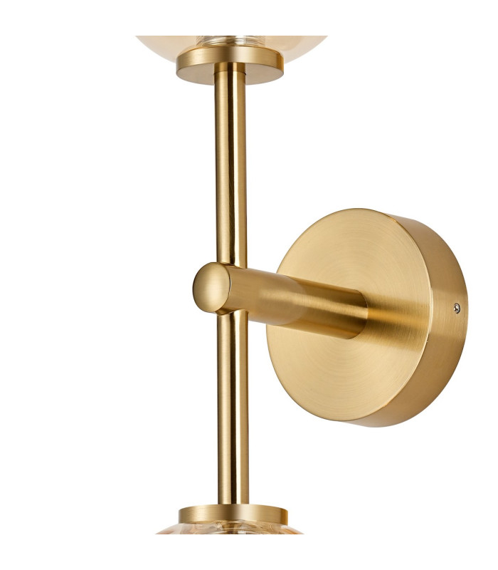 Tivoli Medium Arm Wall Light 2 Light G9 IP44 Brass Gold/Amber Smooth Tubular Glass-8