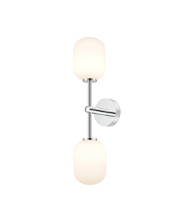 Tivoli Medium Arm Wall Light 2 Light G9 IP44 Polished Chrome/Opal Smooth Tubular Glass-1