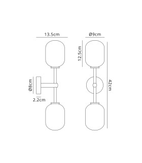 Tivoli Medium Arm Wall Light 2 Light G9 IP44 Polished Chrome/Opal Smooth Tubular Glass-2