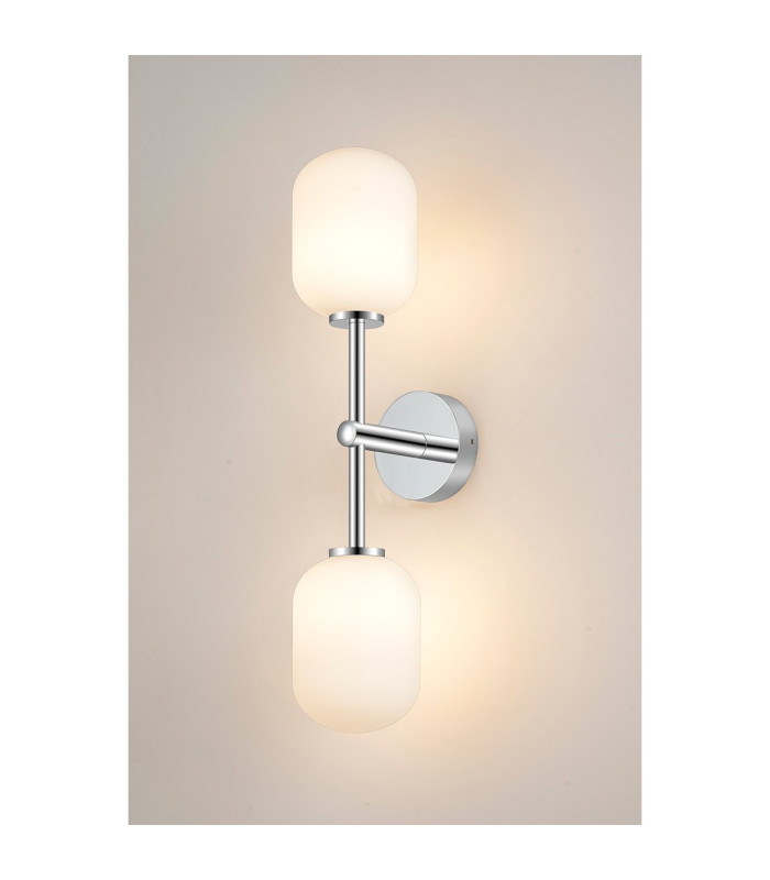 Tivoli Medium Arm Wall Light 2 Light G9 IP44 Polished Chrome/Opal Smooth Tubular Glass-3