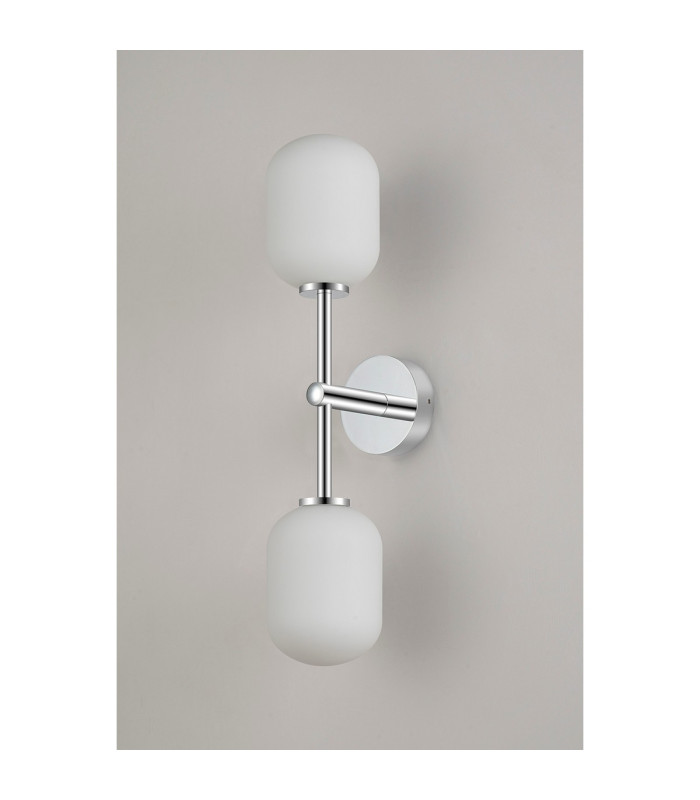 Tivoli Medium Arm Wall Light 2 Light G9 IP44 Polished Chrome/Opal Smooth Tubular Glass-10