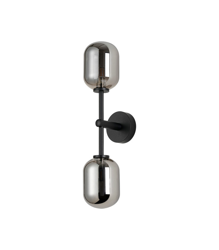 Tivoli Medium Arm Wall Light 2 Light G9 IP44 Satin Black/Smoke Smooth Tubular Glass-4