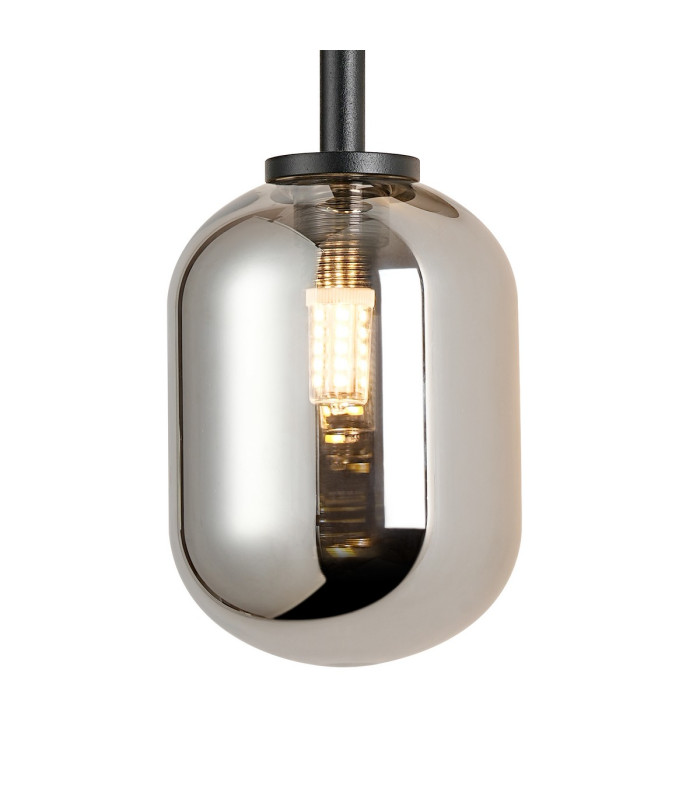 Tivoli Medium Arm Wall Light 2 Light G9 IP44 Satin Black/Smoke Smooth Tubular Glass-9