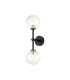 Tivoli Medium Arm Wall Light 2 Light G9 IP44 Satin Black/Clear Cross Pattern Round Glass-1