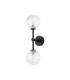 Tivoli Medium Arm Wall Light 2 Light G9 IP44 Satin Black/Clear Cross Pattern Round Glass-4
