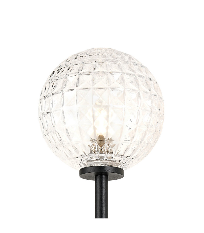 Tivoli Medium Arm Wall Light 2 Light G9 IP44 Satin Black/Clear Cross Pattern Round Glass-7