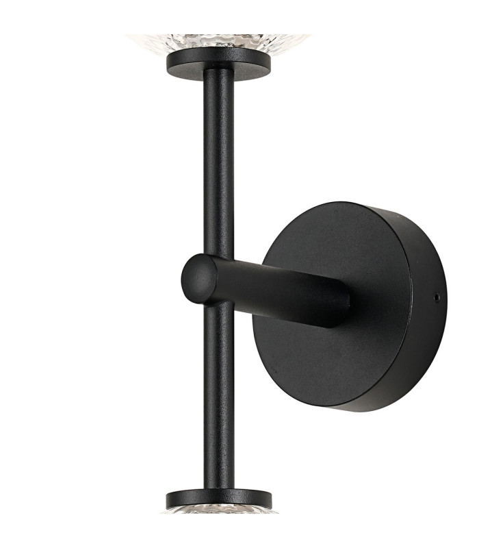 Tivoli Medium Arm Wall Light 2 Light G9 IP44 Satin Black/Clear Cross Pattern Round Glass-8