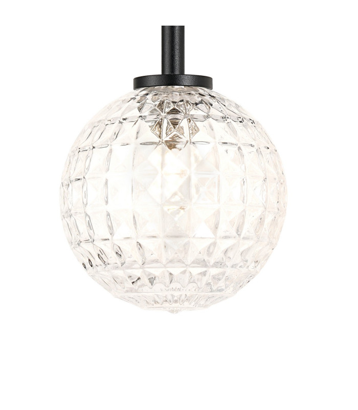 Tivoli Medium Arm Wall Light 2 Light G9 IP44 Satin Black/Clear Cross Pattern Round Glass-9