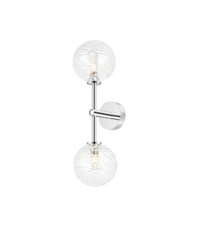 Tivoli Medium Arm Wall Light 2 Light G9 IP44 Polished Chrome/Clear Dune Effect Round Glass-1