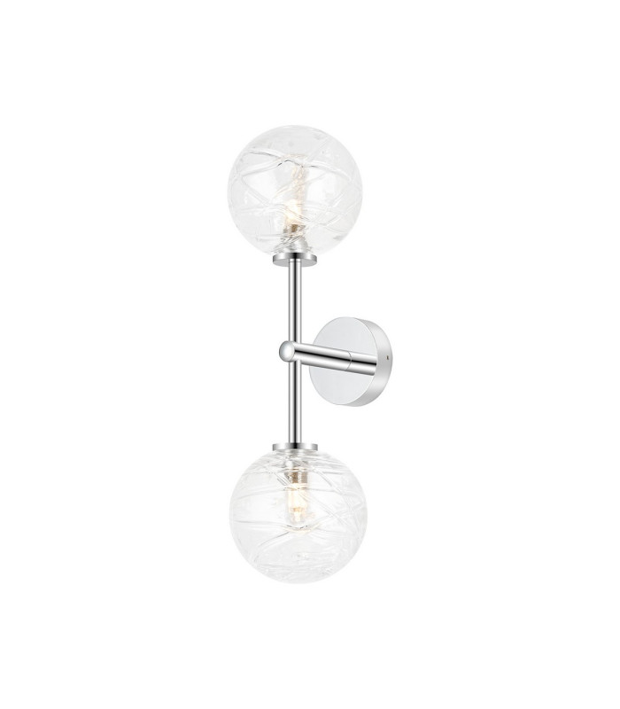Tivoli Medium Arm Wall Light 2 Light G9 IP44 Polished Chrome/Clear Dune Effect Round Glass-1