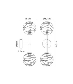Tivoli Medium Arm Wall Light 2 Light G9 IP44 Polished Chrome/Clear Dune Effect Round Glass-2