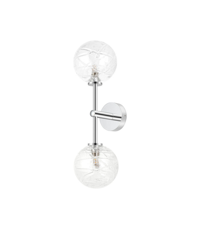 Tivoli Medium Arm Wall Light 2 Light G9 IP44 Polished Chrome/Clear Dune Effect Round Glass-4
